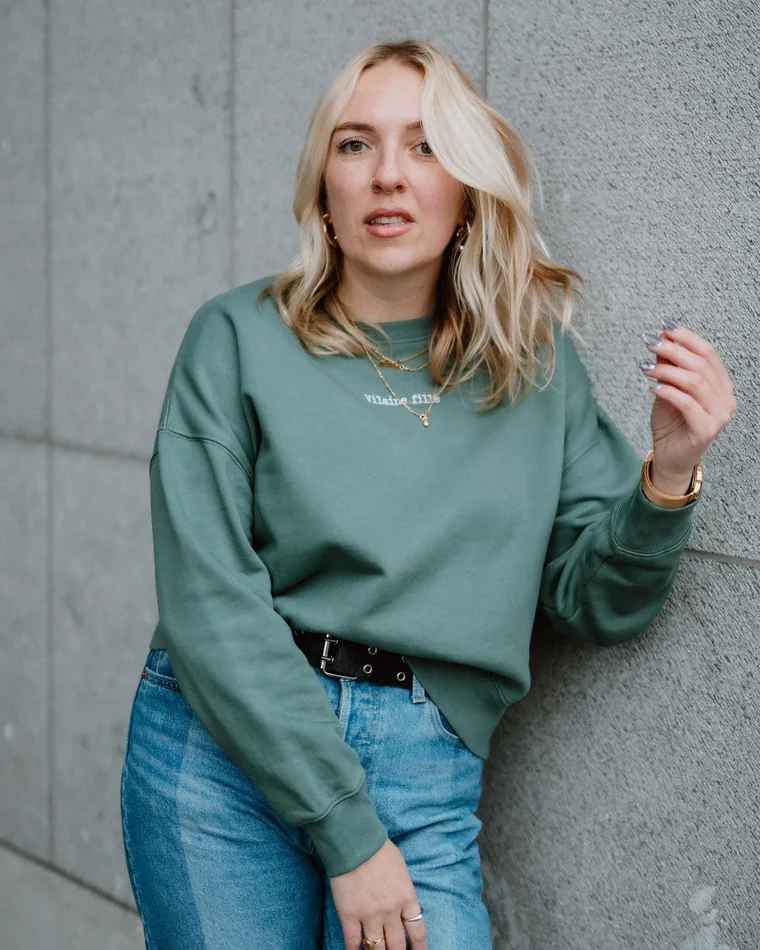Sweat Vilaine fille vert/bleu
