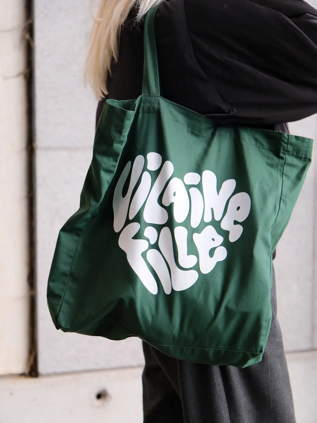 Tote bag vert sapin cœur Vilaine fille